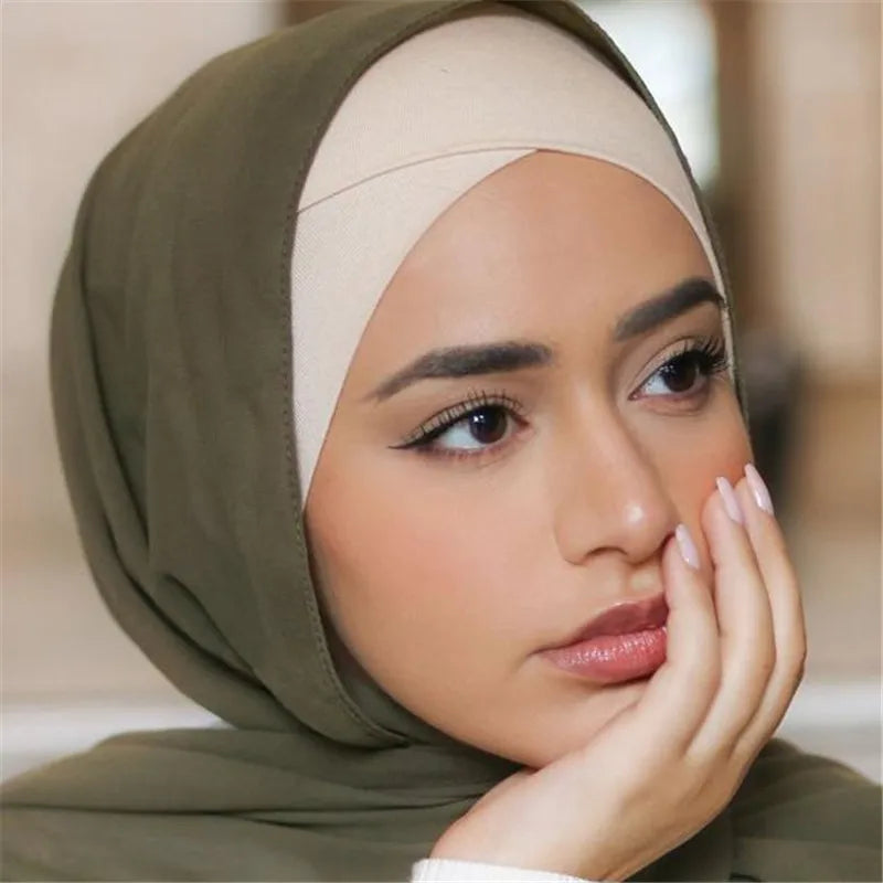 Muslim Women Head Scarf Cotton Underscarf Stretch Hijab Turban Headwrap Underscarf Cap Shawl Islam Scarf Inner Headband Bonnet