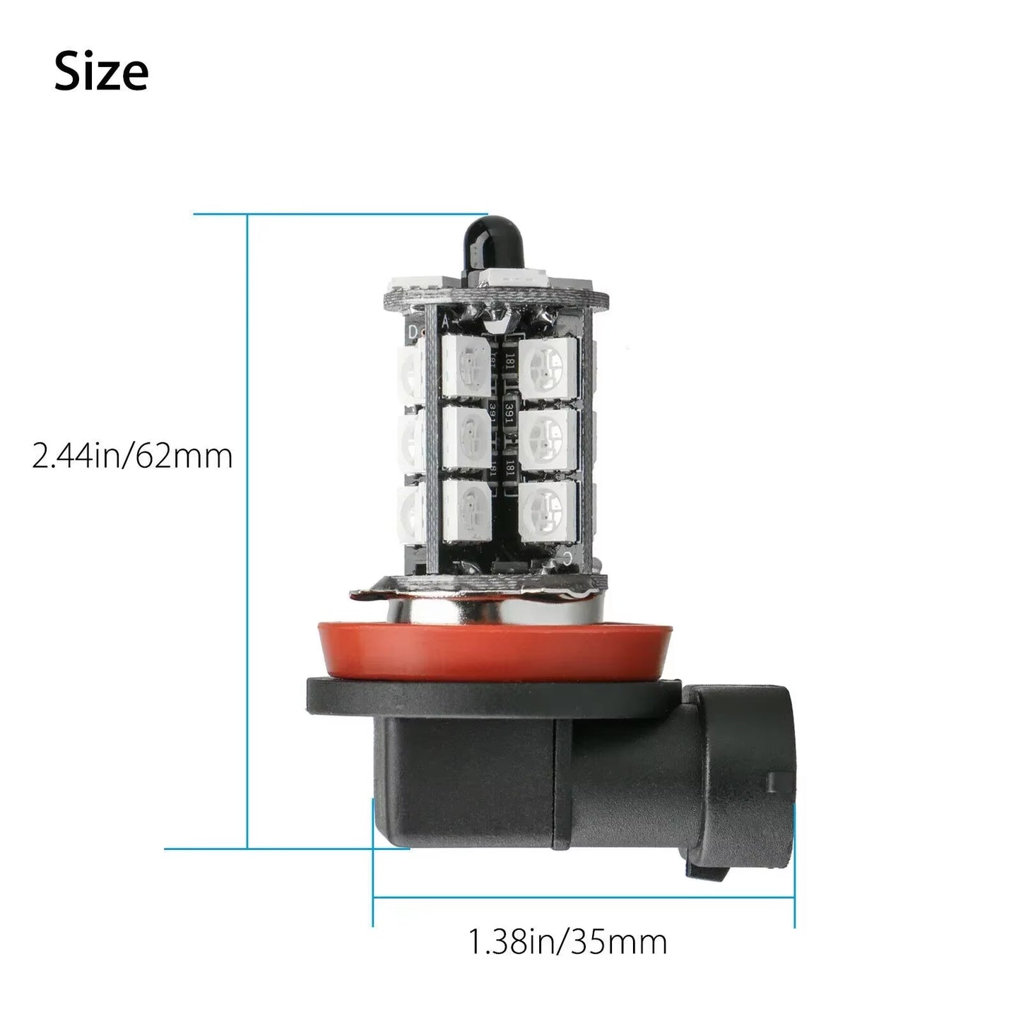 2X RGB H8/H11 H7 H4 Car LED Fog Lights Bulb 5050 27SMD Chips Color Changing Remote Contro Aotu Headlight Lamp with 12V 24V