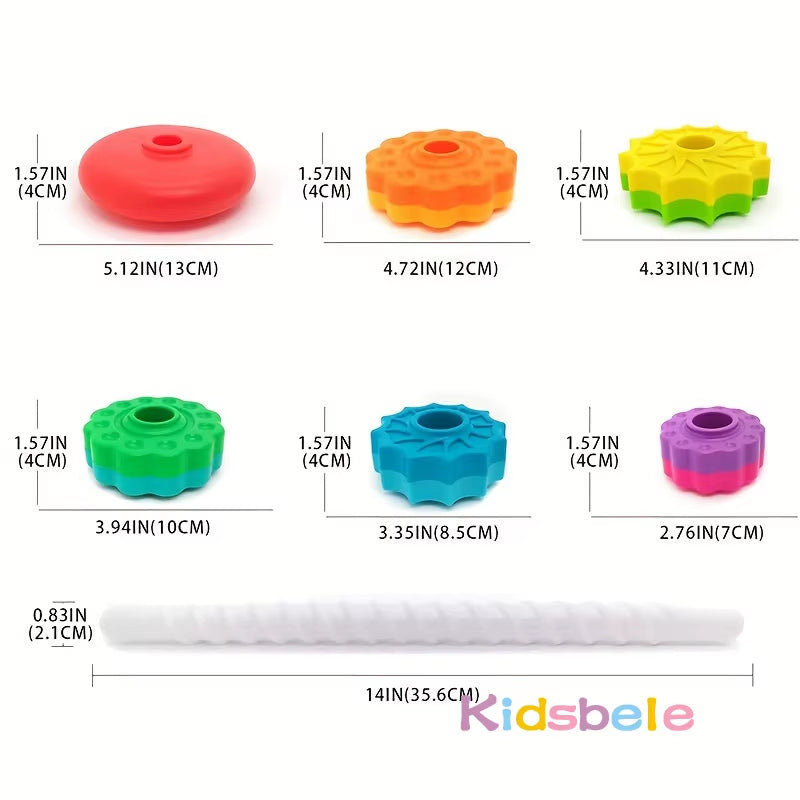 Rotated Rainbow Spinning Stacking Toys Baby Early Education Puzzle Development Intelligence Ring Toy for Kids Boys Wheel for Kid