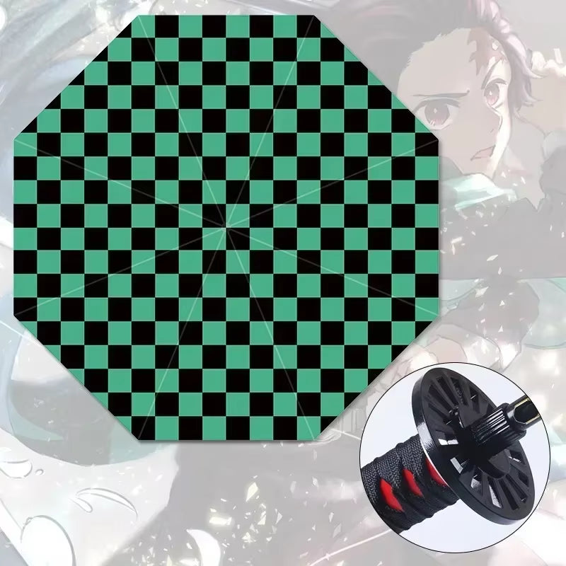 Demon Slayer Katana Umbrella Real Size Japanese Tanjirouu Kimetsu No Yaiba Long Parasol Anime Gifts Cosplay Prop Life Supplies