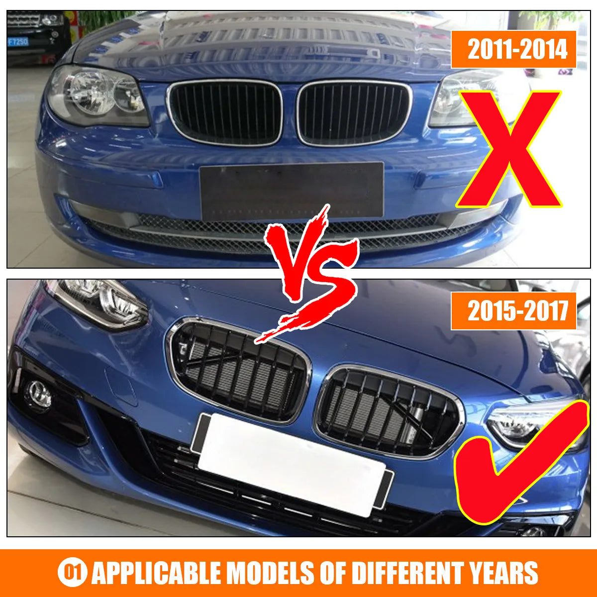 2015-2017 Racing Grille for BMW F20 F21 120I LCI 1 Series 2015 2016 2017 Glossy Black Front Kidney Grill Grille 2 Slat