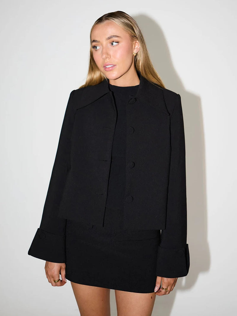 Autumn Winter Skirt Two Piece Sets Women Outfits Lapel Single-Btrasted Long Sleeve Coat and Mini Skirt Matching Sets