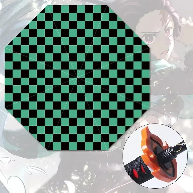 Demon Slayer Katana Umbrella Real Size Japanese Tanjirouu Kimetsu No Yaiba Long Parasol Anime Gifts Cosplay Prop Life Supplies
