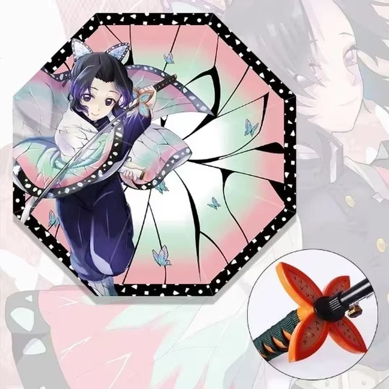 Demon Slayer Katana Umbrella Real Size Japanese Tanjirouu Kimetsu No Yaiba Long Parasol Anime Gifts Cosplay Prop Life Supplies