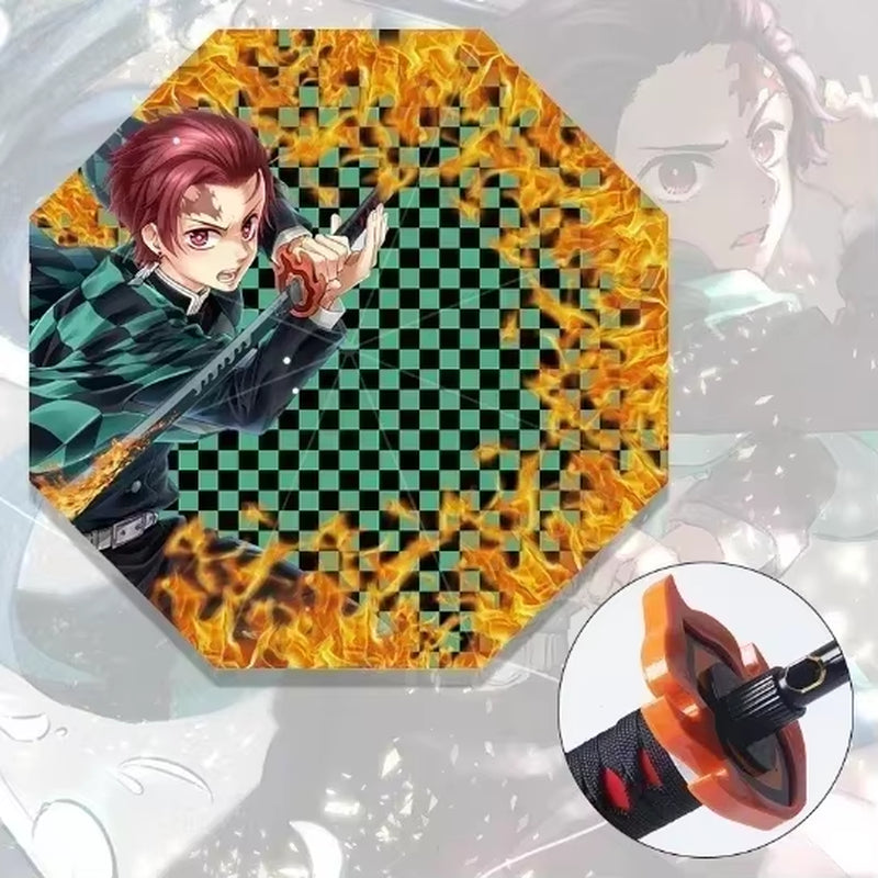 Demon Slayer Katana Umbrella Real Size Japanese Tanjirouu Kimetsu No Yaiba Long Parasol Anime Gifts Cosplay Prop Life Supplies