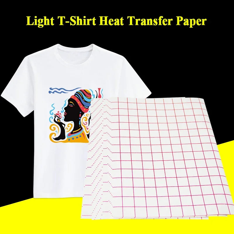 10 Sheets Inkjet Heat Transfer Paper A4 Cotton T-Shirt Dark Black Transfer Paper Light White Paper for 100% Cotton Fabric