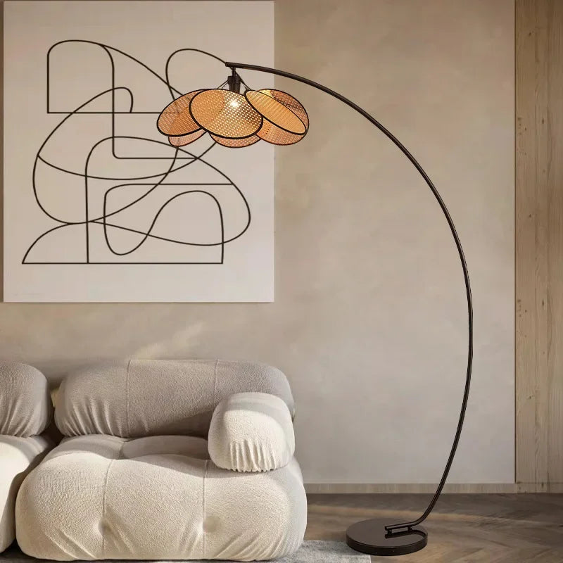 Knitting Rattan LED Lighting Floor Lamps Nightlight Home Decor Living Room Stand Light Bedside Lamp for Bedroom