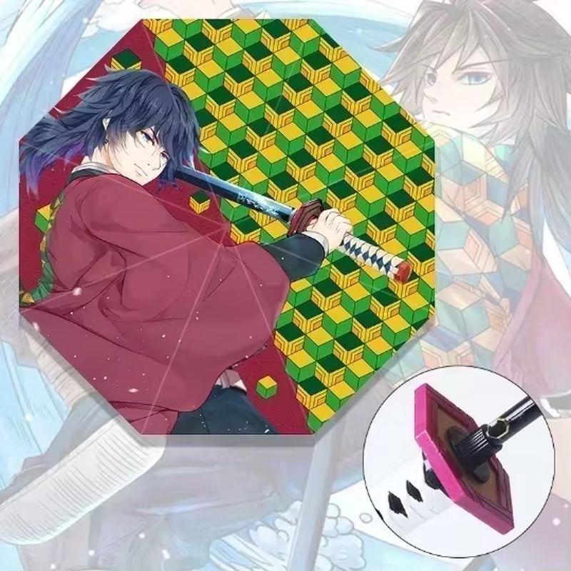 Demon Slayer Katana Umbrella Real Size Japanese Tanjirouu Kimetsu No Yaiba Long Parasol Anime Gifts Cosplay Prop Life Supplies