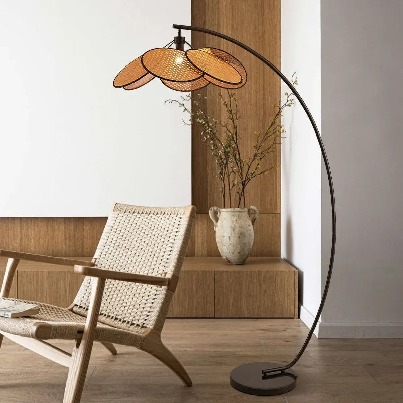 Knitting Rattan LED Lighting Floor Lamps Nightlight Home Decor Living Room Stand Light Bedside Lamp for Bedroom