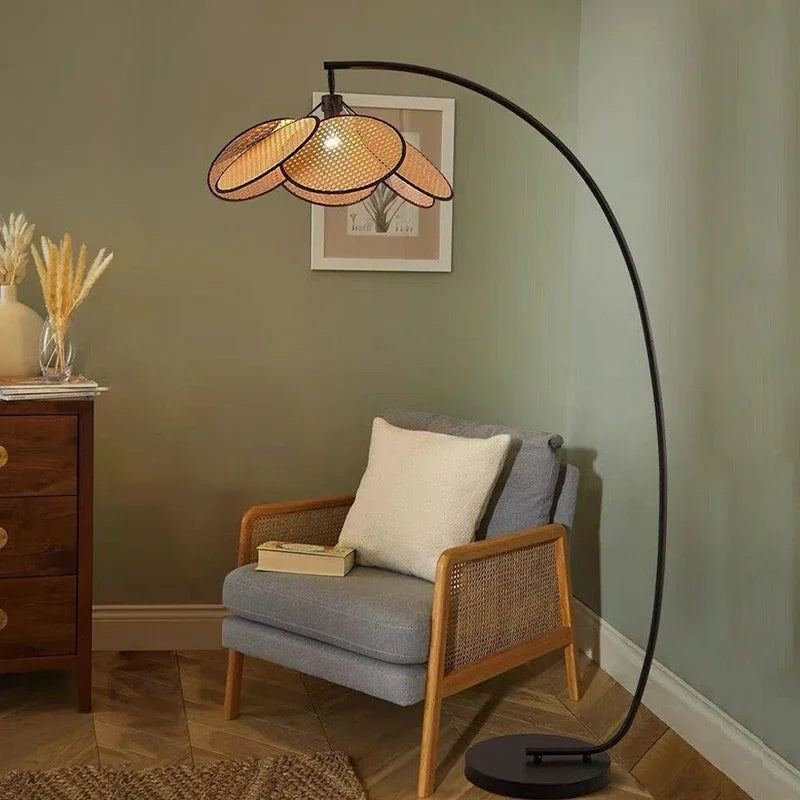 Knitting Rattan LED Lighting Floor Lamps Nightlight Home Decor Living Room Stand Light Bedside Lamp for Bedroom