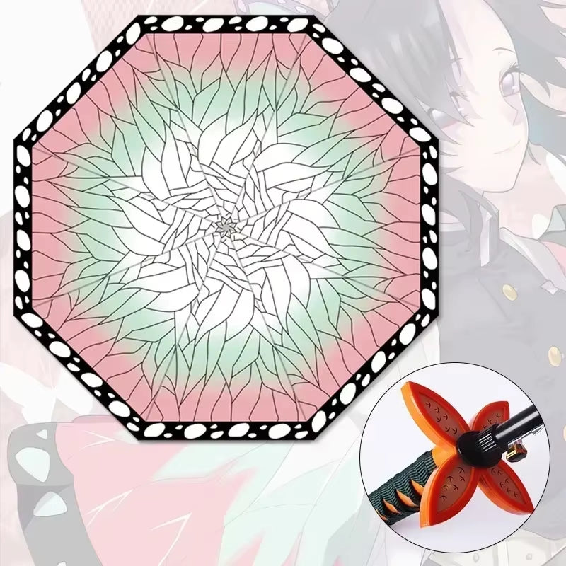 Demon Slayer Katana Umbrella Real Size Japanese Tanjirouu Kimetsu No Yaiba Long Parasol Anime Gifts Cosplay Prop Life Supplies