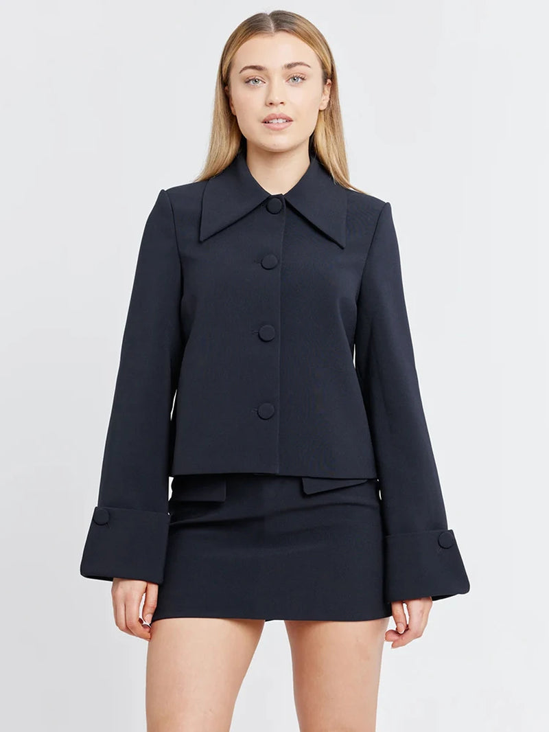 Autumn Winter Skirt Two Piece Sets Women Outfits Lapel Single-Btrasted Long Sleeve Coat and Mini Skirt Matching Sets