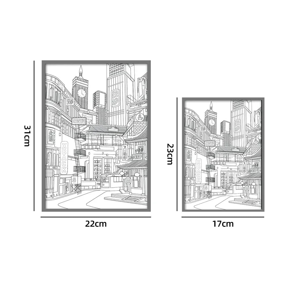 LED Beautiful City Night View Light Painting,Hd Picture Narrow Bezel Usb Plug Dimming Romantic Home Decorations Night Lamp