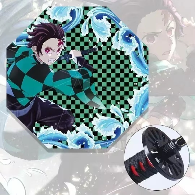 Demon Slayer Katana Umbrella Real Size Japanese Tanjirouu Kimetsu No Yaiba Long Parasol Anime Gifts Cosplay Prop Life Supplies
