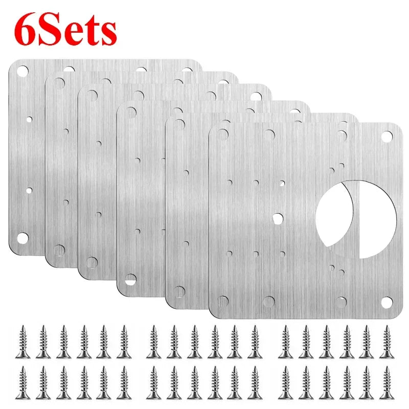 2/10Sets Hinge Repair Plate Kitchen Cabinet Door Hinges Mounting Plate with Screw Flat Fixing Brackets Furniture Hardware Tools