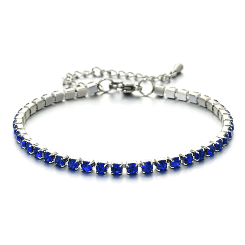 304L Stainless Steel Bracelet Rhinestone Sparkly Cubic Zirconia Tennis Link Bracelets Gifts for Women Wedding Jewelry