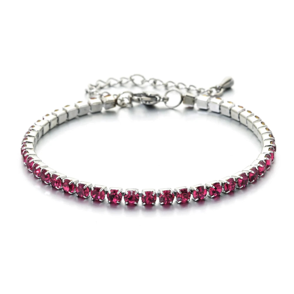 304L Stainless Steel Bracelet Rhinestone Sparkly Cubic Zirconia Tennis Link Bracelets Gifts for Women Wedding Jewelry