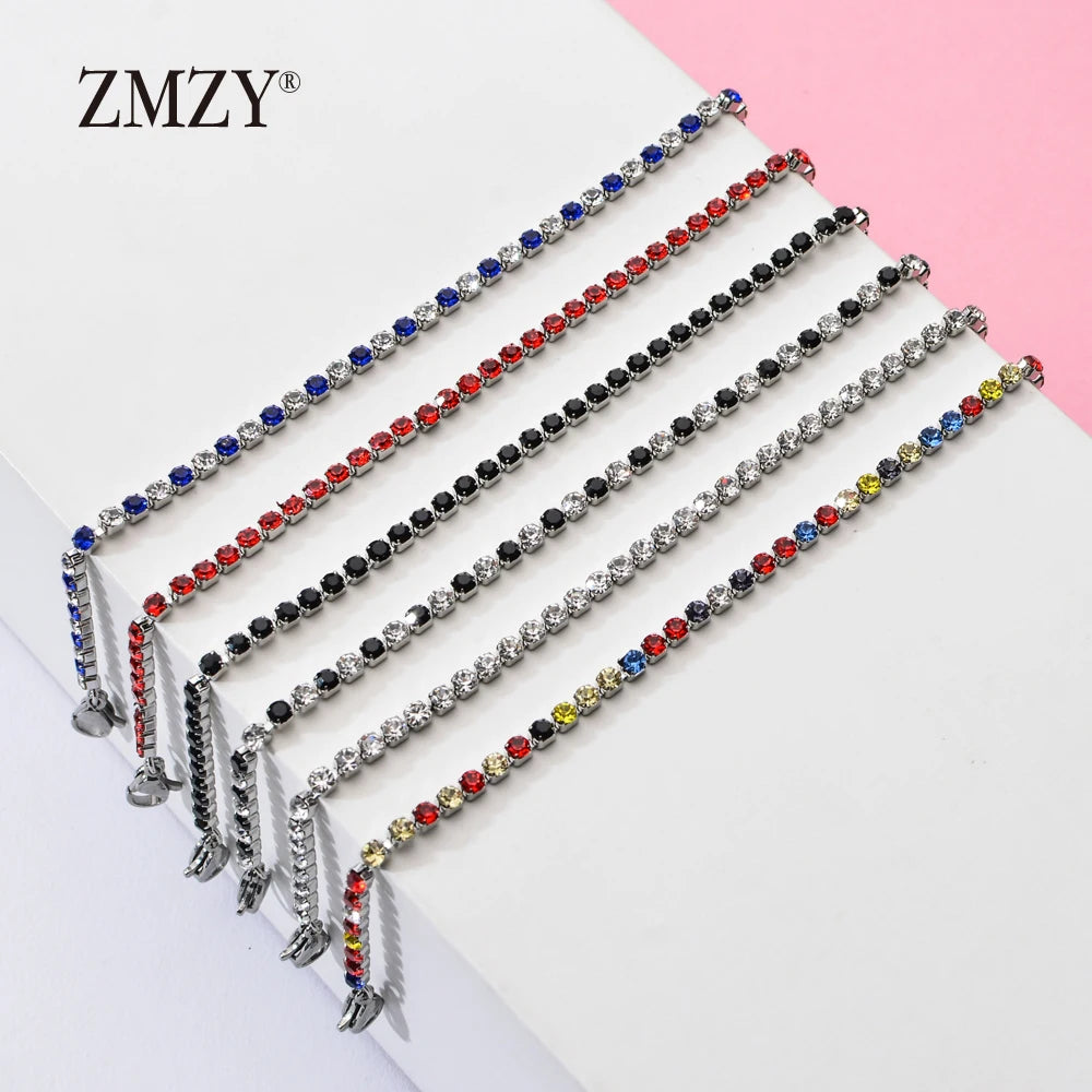 304L Stainless Steel Bracelet Rhinestone Sparkly Cubic Zirconia Tennis Link Bracelets Gifts for Women Wedding Jewelry