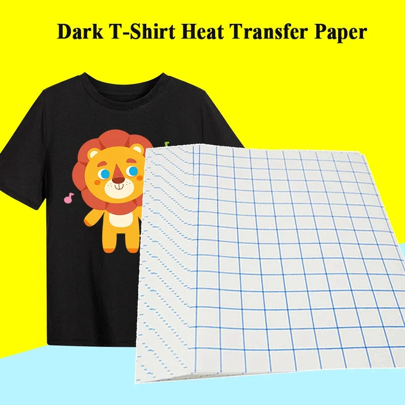 10 Sheets Inkjet Heat Transfer Paper A4 Cotton T-Shirt Dark Black Transfer Paper Light White Paper for 100% Cotton Fabric