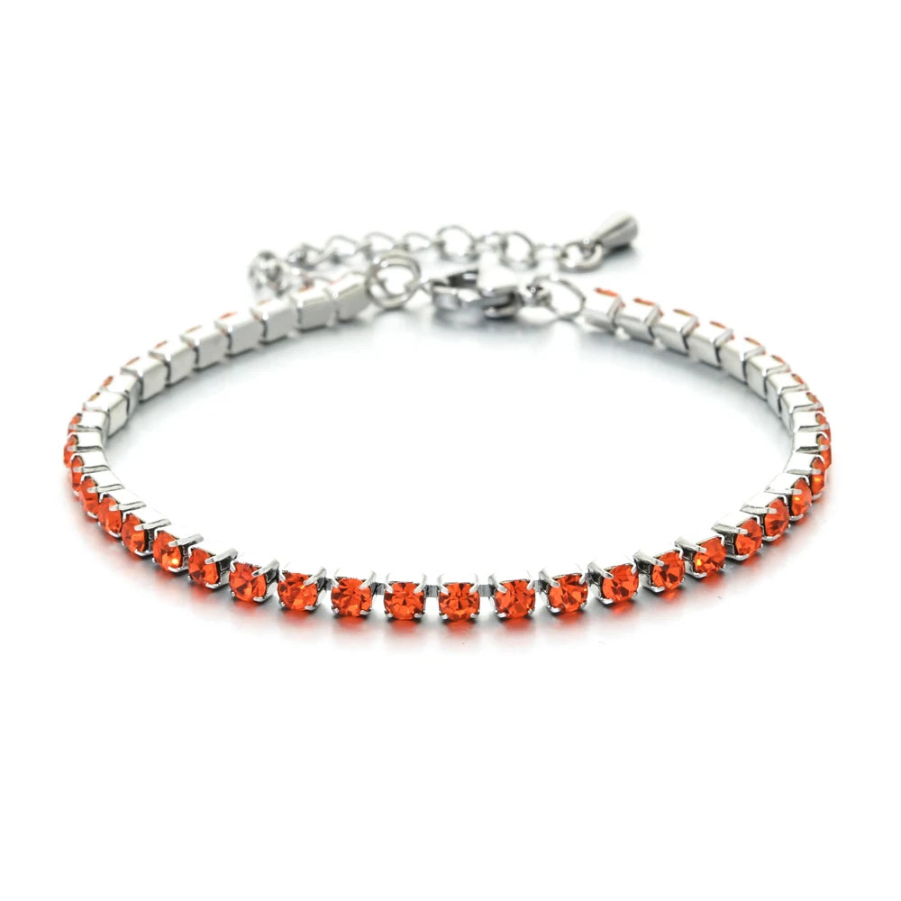 304L Stainless Steel Bracelet Rhinestone Sparkly Cubic Zirconia Tennis Link Bracelets Gifts for Women Wedding Jewelry