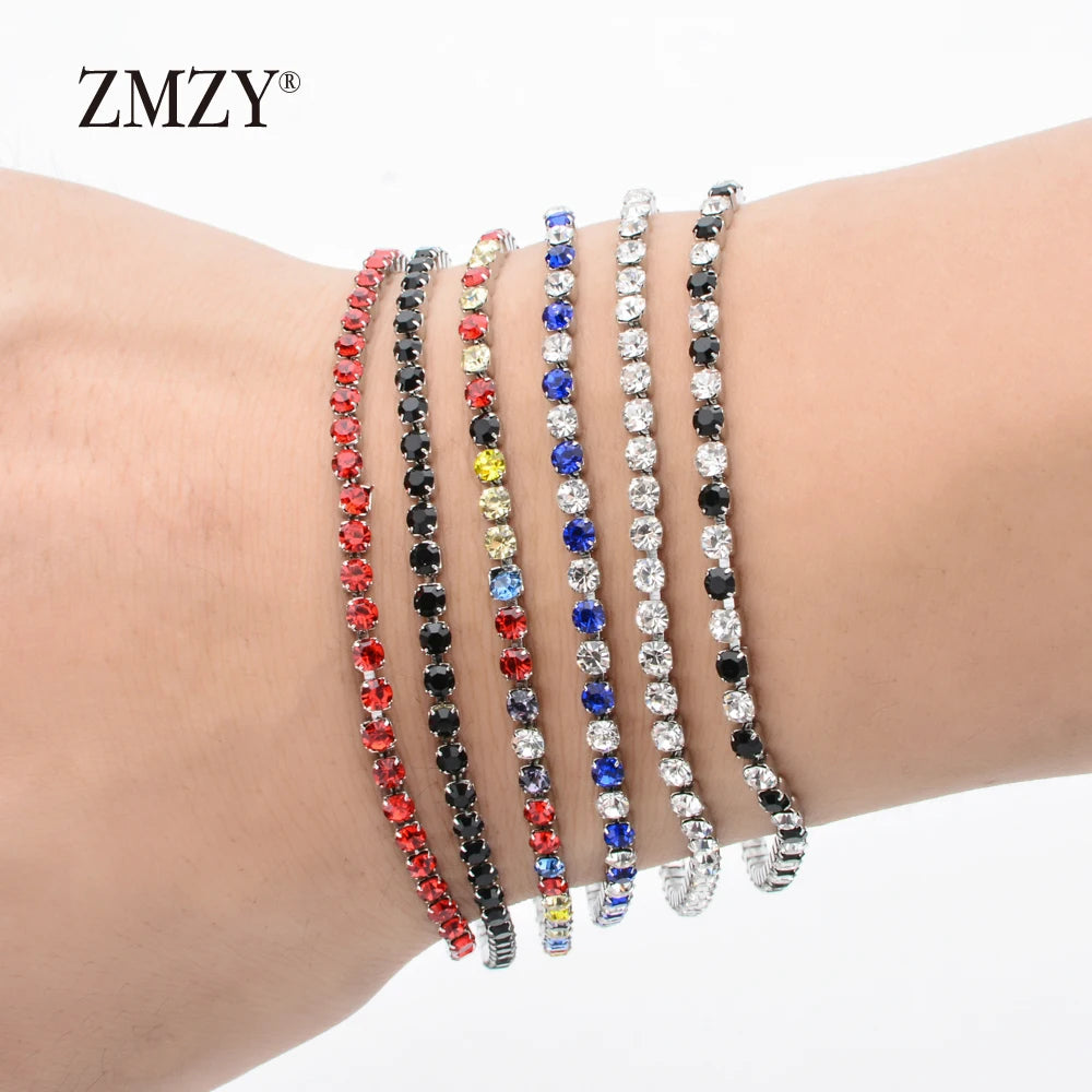304L Stainless Steel Bracelet Rhinestone Sparkly Cubic Zirconia Tennis Link Bracelets Gifts for Women Wedding Jewelry
