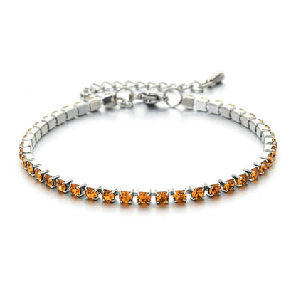 304L Stainless Steel Bracelet Rhinestone Sparkly Cubic Zirconia Tennis Link Bracelets Gifts for Women Wedding Jewelry