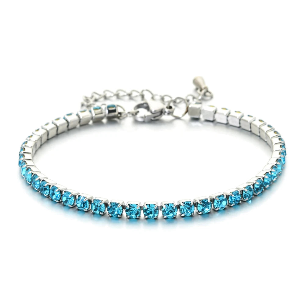 304L Stainless Steel Bracelet Rhinestone Sparkly Cubic Zirconia Tennis Link Bracelets Gifts for Women Wedding Jewelry