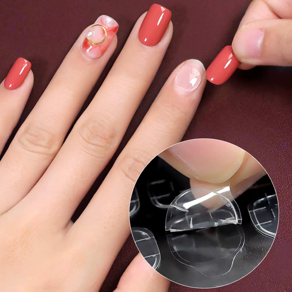 240Pcs Double Sided False Nail Art Adhesive Tape Glue, DIY Fake Acrylic Nail Manicure Gel,Jelly Clear Waterproof Tabs Nail Glue