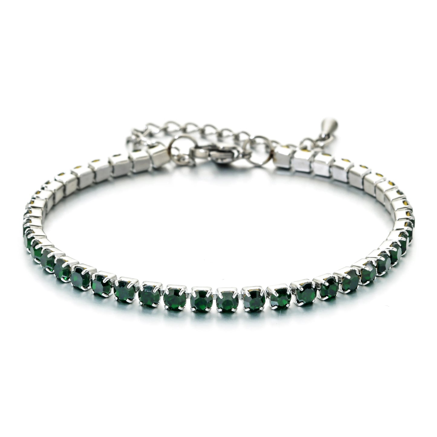 304L Stainless Steel Bracelet Rhinestone Sparkly Cubic Zirconia Tennis Link Bracelets Gifts for Women Wedding Jewelry
