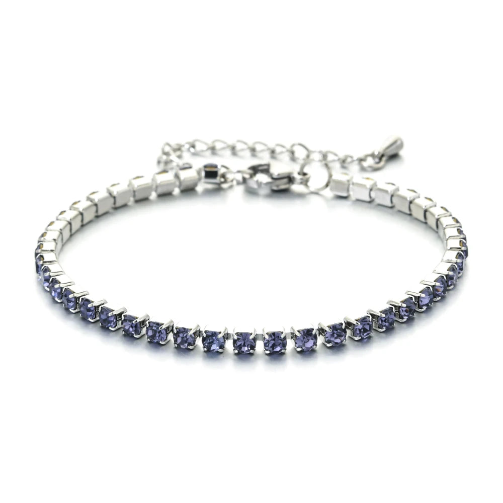 304L Stainless Steel Bracelet Rhinestone Sparkly Cubic Zirconia Tennis Link Bracelets Gifts for Women Wedding Jewelry