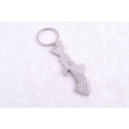 Shark Shaped Bottle Opener Keychain Shaped Zinc Alloy Silver Color Key Ring Beer Bottle Opener Unique Creative Gift Bar Tools