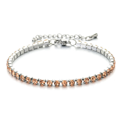 304L Stainless Steel Bracelet Rhinestone Sparkly Cubic Zirconia Tennis Link Bracelets Gifts for Women Wedding Jewelry