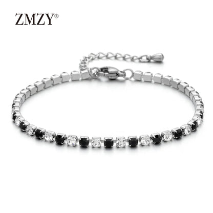 304L Stainless Steel Bracelet Rhinestone Sparkly Cubic Zirconia Tennis Link Bracelets Gifts for Women Wedding Jewelry