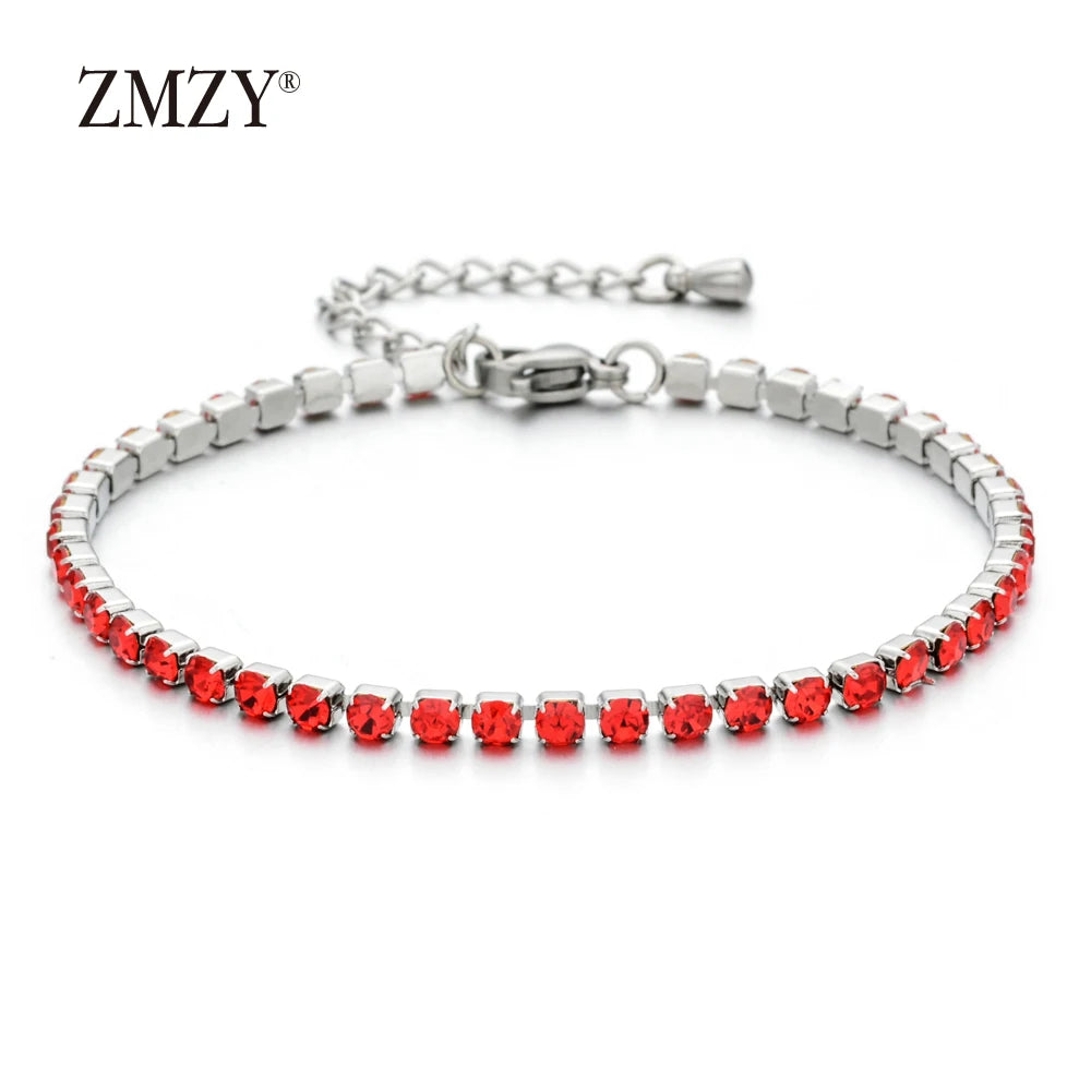 304L Stainless Steel Bracelet Rhinestone Sparkly Cubic Zirconia Tennis Link Bracelets Gifts for Women Wedding Jewelry