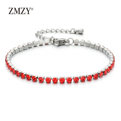 304L Stainless Steel Bracelet Rhinestone Sparkly Cubic Zirconia Tennis Link Bracelets Gifts for Women Wedding Jewelry