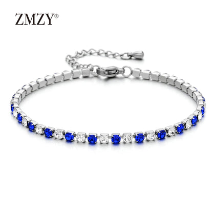 304L Stainless Steel Bracelet Rhinestone Sparkly Cubic Zirconia Tennis Link Bracelets Gifts for Women Wedding Jewelry