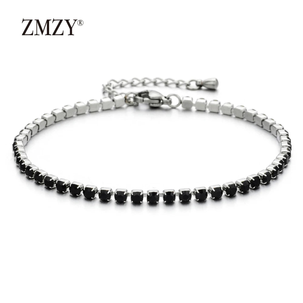 304L Stainless Steel Bracelet Rhinestone Sparkly Cubic Zirconia Tennis Link Bracelets Gifts for Women Wedding Jewelry
