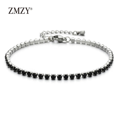 304L Stainless Steel Bracelet Rhinestone Sparkly Cubic Zirconia Tennis Link Bracelets Gifts for Women Wedding Jewelry